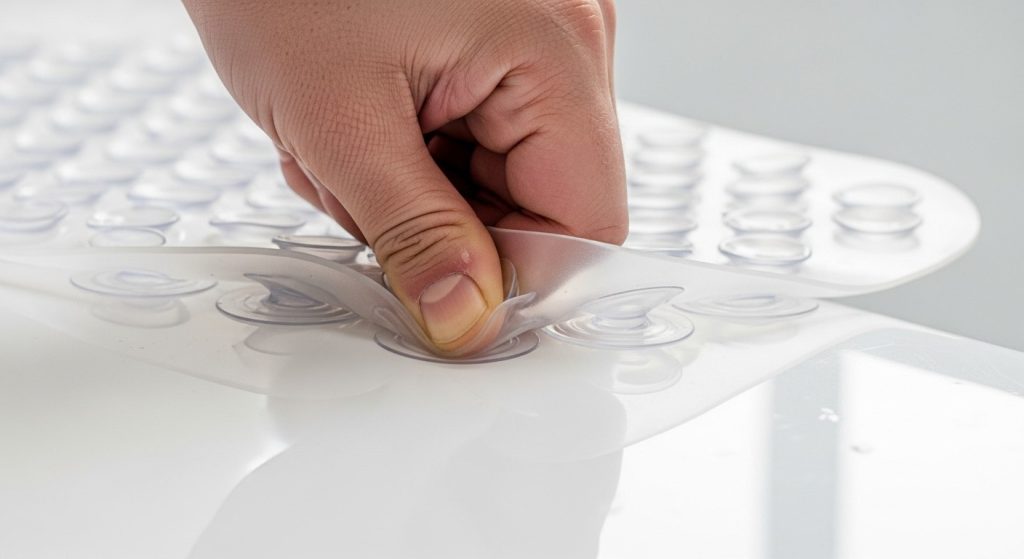 Pressing Suction Cups on Mat